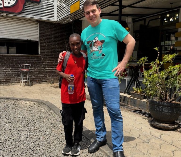Howard visiting with a sponsored child through Compassion in Ethiopia, June 2026